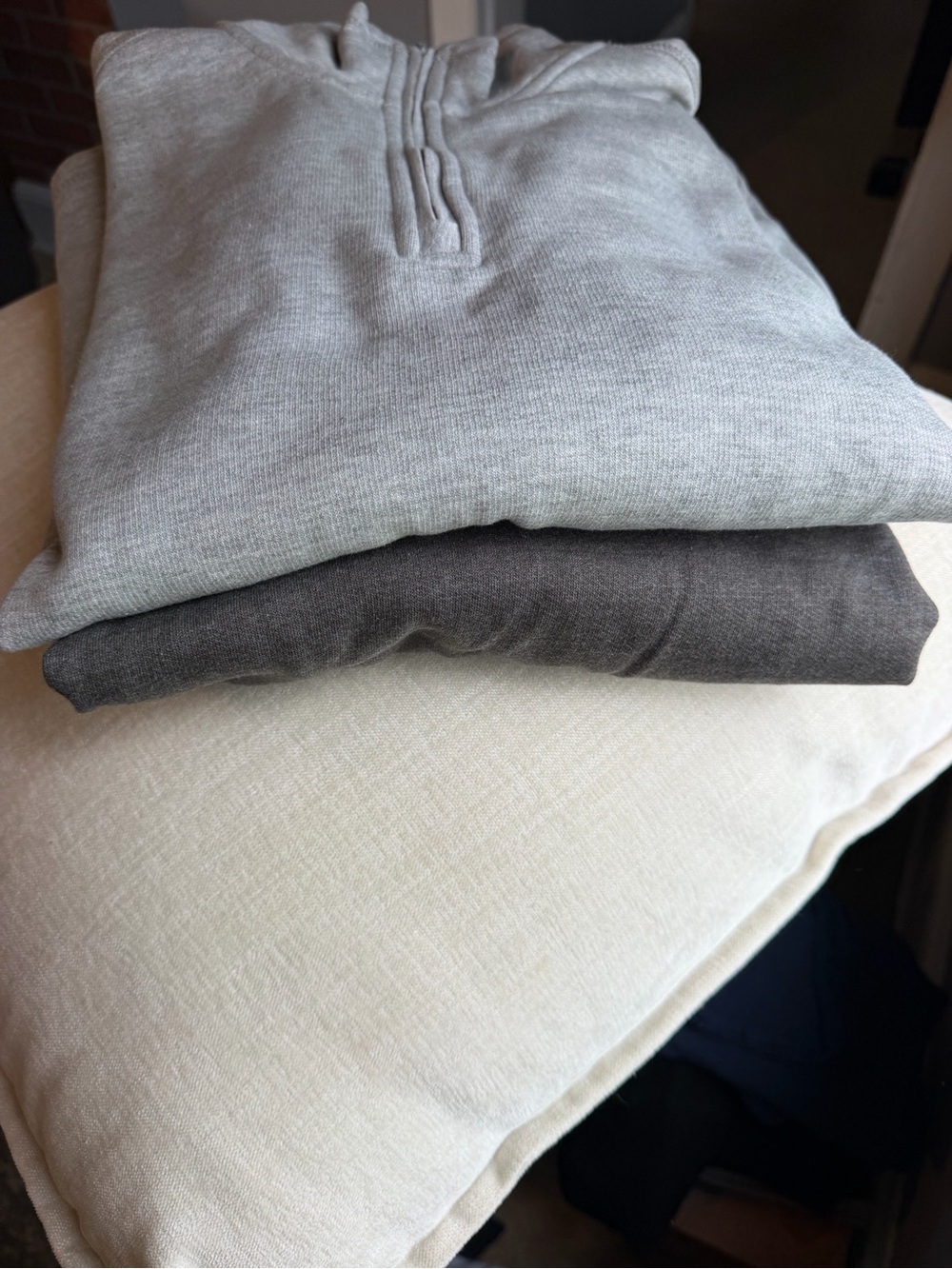 Eddie Bauer Men's Light Gray and Dark Gray Zip-Up Sweat Shirts Duo